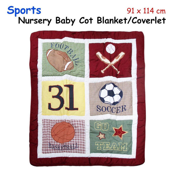 Sports Embroidered Nursery Baby Blanket/Coverlet 91 x 114 cm