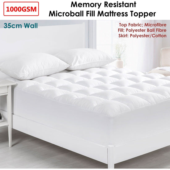 Cloudland 1000GSM Memory Resistant Microball Fill Mattress Topper Super King