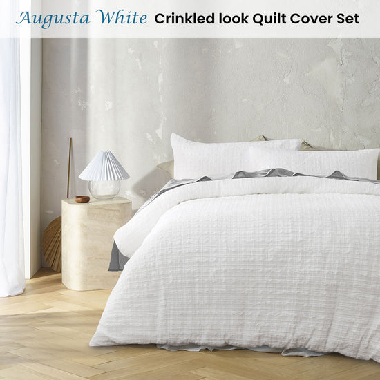 Accessorize Augusta White Ruched Quilt Cover Set Queen