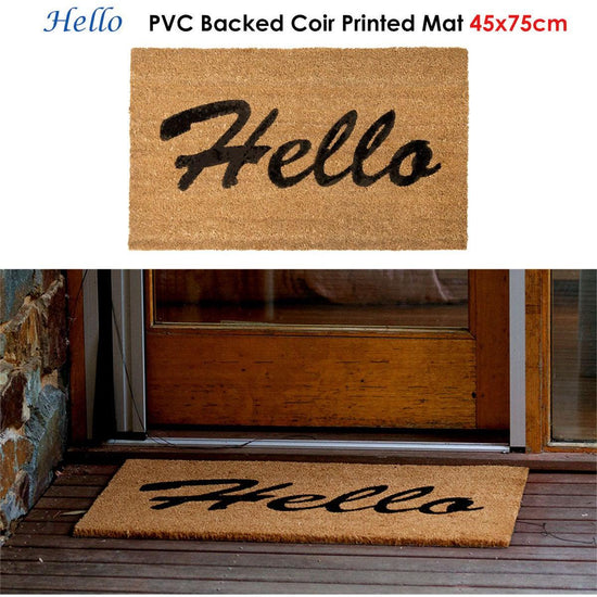 J.Elliot Home Hello PVC Backed Coir Printed Door Mat