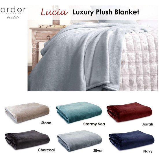 Ardor Lucia Luxury Push Blanket Navy Double