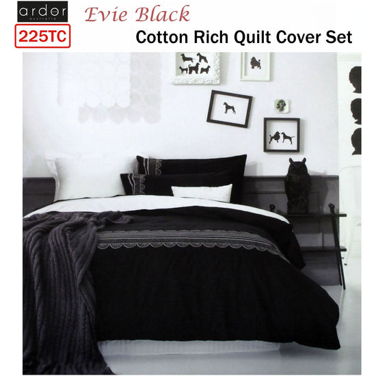 Ardor Evie Black Quilt Cover Set KING