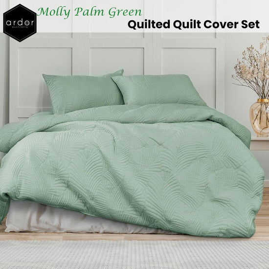 Ardor Molly Palm Green Quilted Quilt Cover Set King