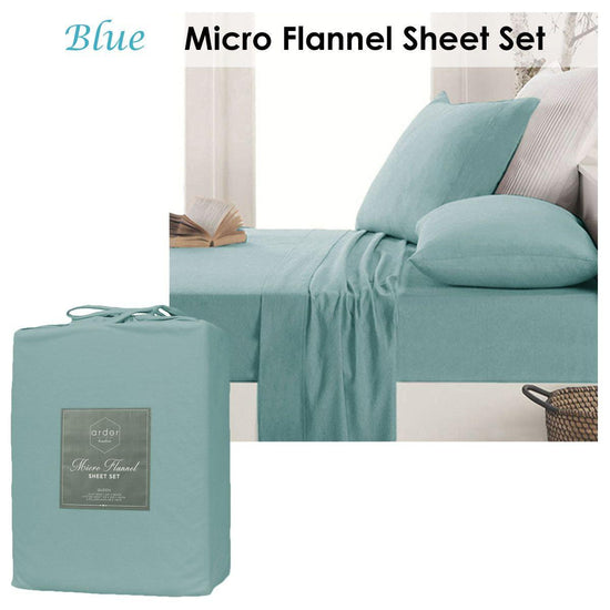 Ardor Micro Flannel Sheet Set Blue Mega King
