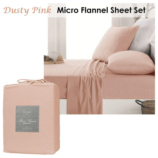 Ardor Micro Flannel Sheet Set Dusty Pink Mega King