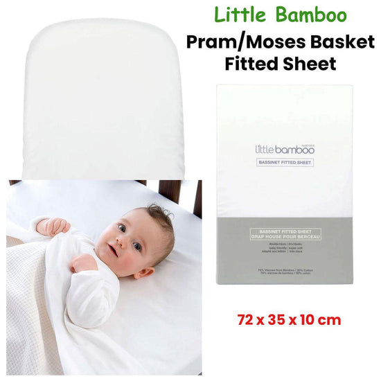 Little Bamboo Fitted Sheet Pram/Moses Basket 72x35x10cm