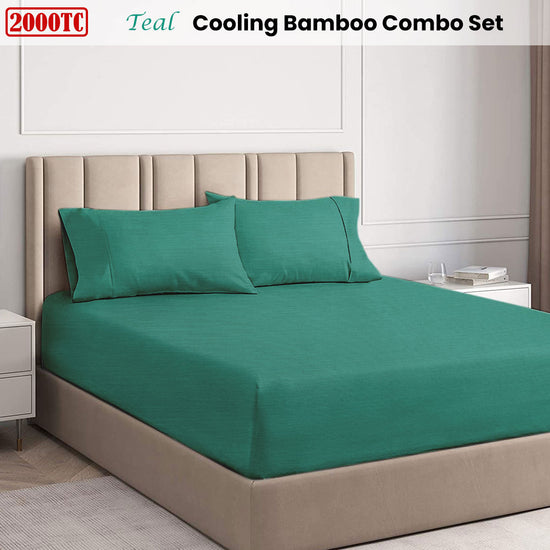 Ramesses Teal 2000TC Cooling Bamboo Combo Set King