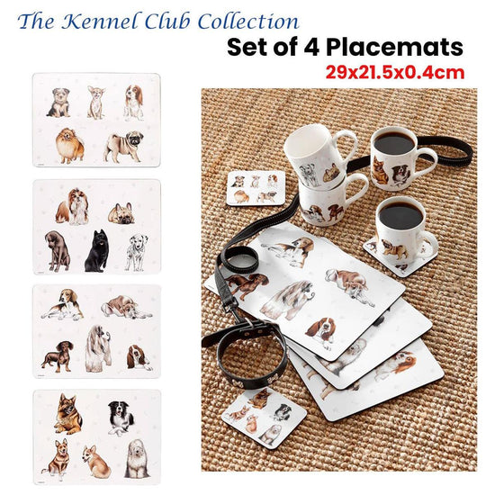 Set of 4 Kennel Club Table Placemats 29x21x0.4 cm