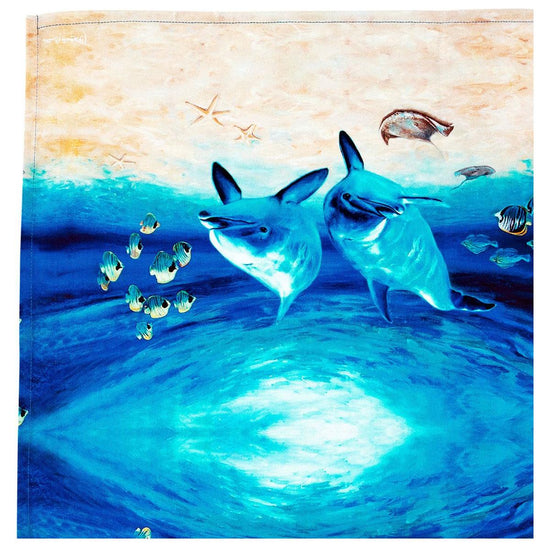 Ashdene Set of 2 Playful Dolphins Cotton Kitchen Tea Towels 50 x 70 cm Underwater Buddies