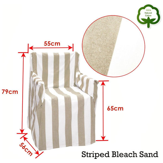 Rans Alfresco 100% Cotton Director Chair Cover - Striped Bleach Sand