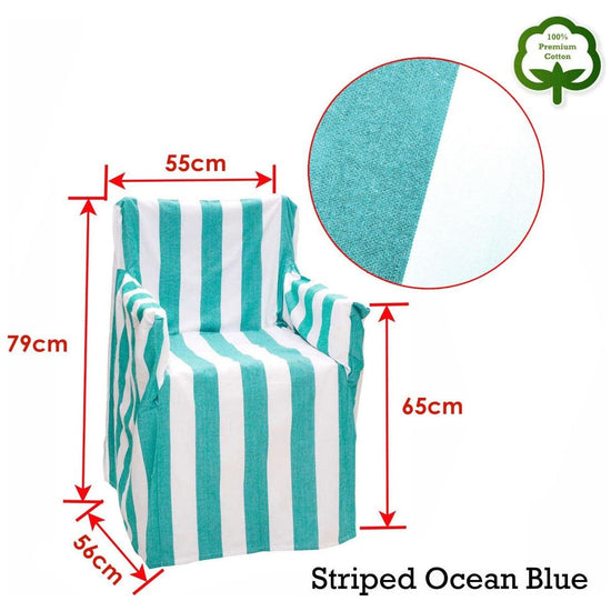 Rans Alfresco 100% Cotton Director Chair Cover - Striped Ocean Blue