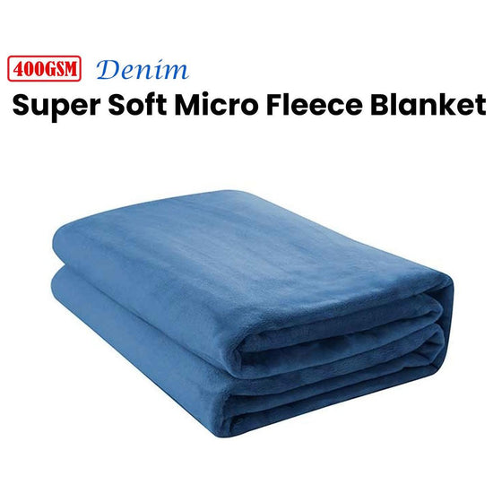 Jason 400GSM Super Soft Micro Fleece Blanket Denim Double