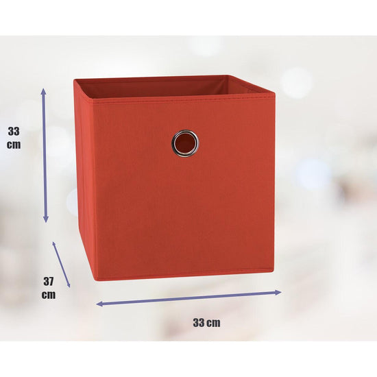 SORTI 33x33x27 CM Red 6-Pack Foldable Storage Cubes - Fabric Bookcase Organizers for Toys and More