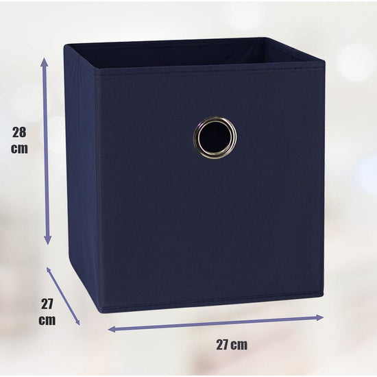 SORTI 27x28x27 CM Dark Blue 8-Pack Foldable Storage Cubes - Fabric Bookcase Organizers for Toys and More