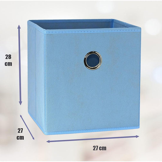 SORTI 27x28x27 CM Light Blue 8-Pack Foldable Storage Cubes - Fabric Bookcase Organizers for Toys and More
