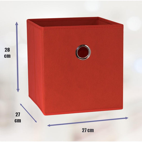 SORTI 27x28x27 CM Red 8-Pack Foldable Storage Cubes - Fabric Bookcase Organizers for Toys and More