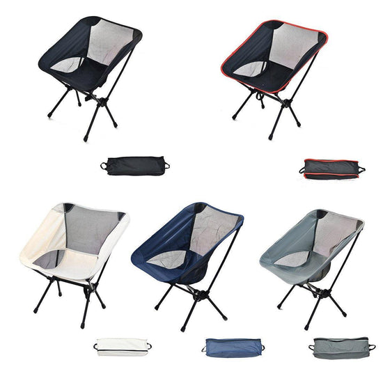 Outdoor Portable Lightweight Folding Camping Chair High Back Fishing Chair - White