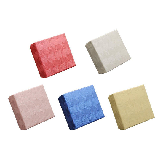 25X Jewelry Gift Boxes Shell Pattern 7.5CM Small GiftBox Empty Jewelry With Foam - Red