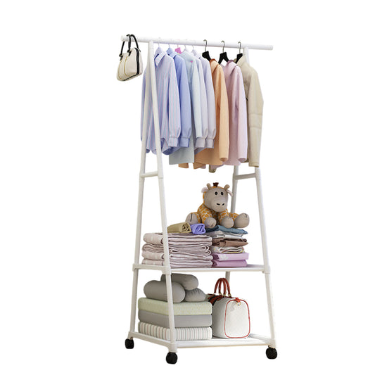 Clothes Drying Rack Floor Standing Coat Hanger V Belt Wheel Style for Bedroom