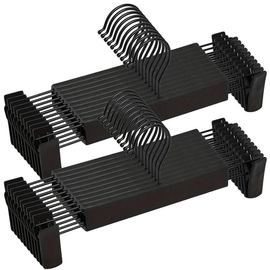 20pcs Black Plastic Pants Hanger Trousers Clips Durable Non Slip Clothes Hanger