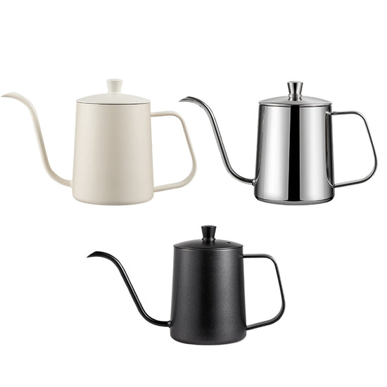 Hand Drip Coffee Pot Stainless Steel Fine Spout Hanging Ear Filter Cup Kettle - Silver