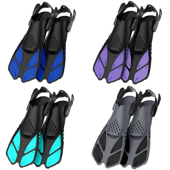 Adjustable Diving Flippers Swim Fins for Snorkeling Freestyle Training Gear - Purple-L/XL