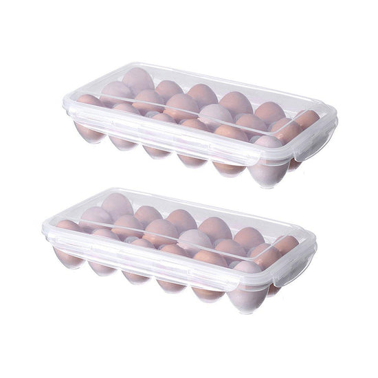 2x Eggs Keeper Trays 18 Slots Storage Box Containers Kitchen Refrigerator Holder