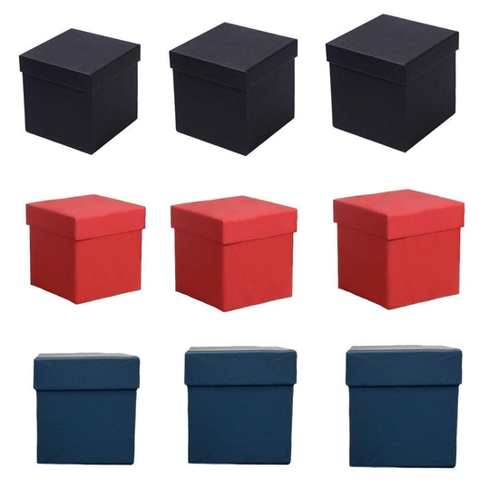 Square Gift Boxes 8pcs Empty Packaging Boxes for Favour Party Wedding Storage - Black-12x12cm