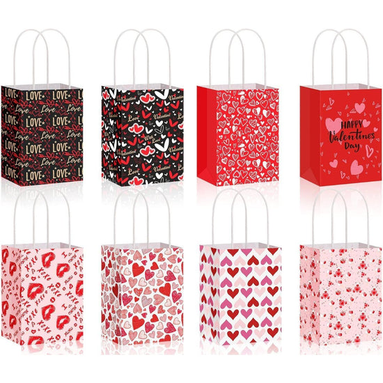 30x Valentines Day Love-Themed Tote Bag Elegant Kraft Paper Handbag Lightweight - Y171