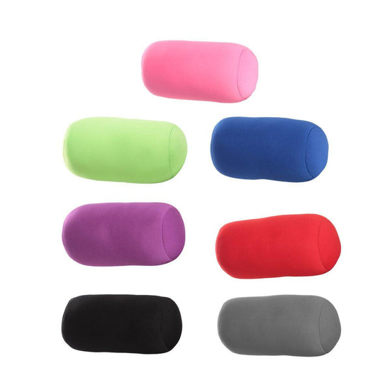 Solid Color Cylindrical Foam Particle Pillow Multi-Functional Neck Waist Support - Blue