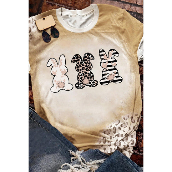 Azura Exchange Easter Bunny Leopard Bleached Print Graphic Tee - M