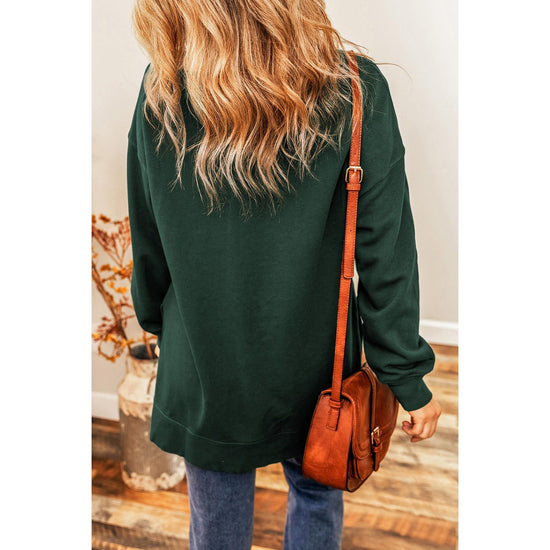 Duffel Green Christmas Cane Pattern Crewneck Oversized Sweatshirt - S