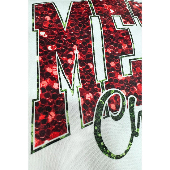 Beige MERRY Christmas Heat Transfer Printing Crewneck Pullover Sweatshirt - XL