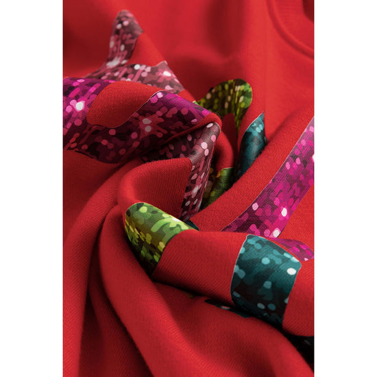 Red Heat Transfer HOLLY JOLLY Printing Christmas Pullover Sweatshirt - 2XL