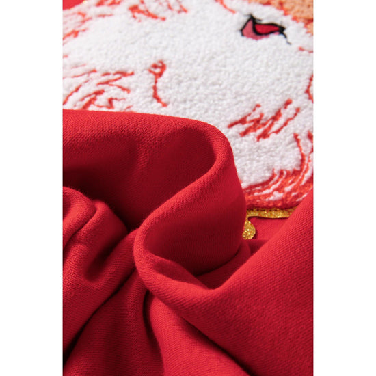 Red Santa Claus Graphic Crewneck Raglan Sleeve Christmas Sweatshirt - 2XL