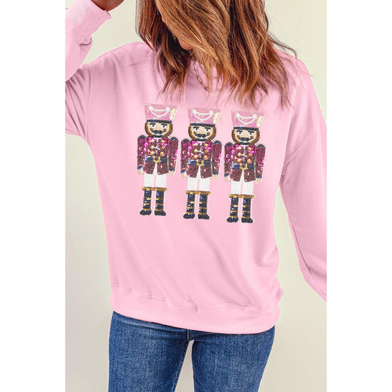 Pink Christmas Nutcracker Graphic Pullover Sweatshirt - XL