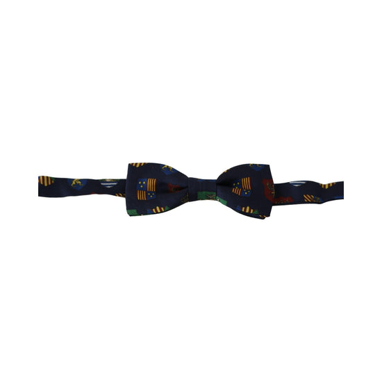 Dolce & Gabbana Exclusive Blue Flags Print Bow Tie One Size Men