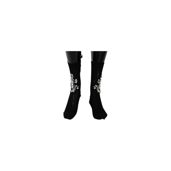 Floral Crystal Embellished Stockings Socks S Women