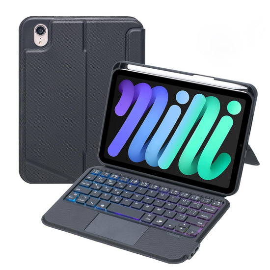 Split Type Bluetooth Keyboard Leather Case For Ipad Mini6 With Touch Backlight