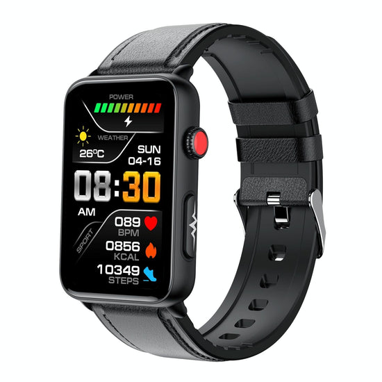 Bluetooth Smart Watch With Ecg Temperature And Heart Rate - Black Silicone