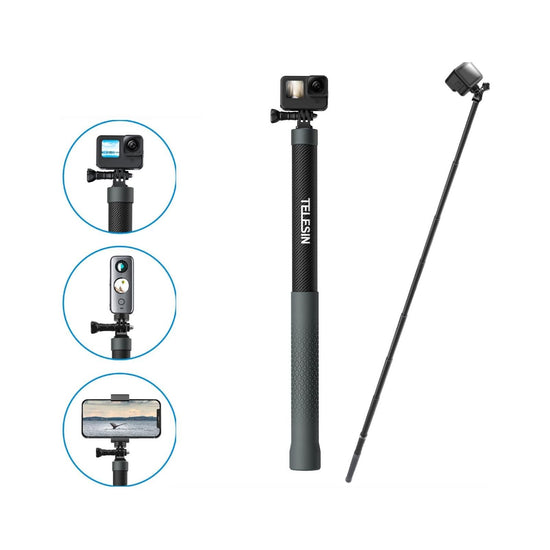 3M Carbon Fiber Selfie Stick Monopod For Action Cameras - 1 / 4 Screw