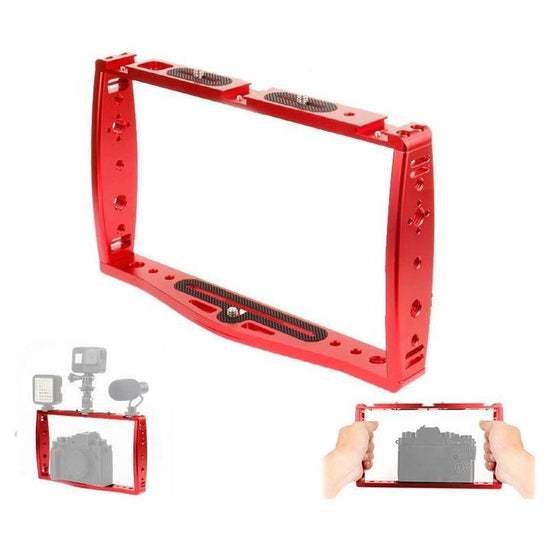 Diving Dual Handheld Grip Bracket Stabilizer Extension Phone Clamp Camera Rig Cage Underwater Case For Gopro Hero9 /8 /7 - Red