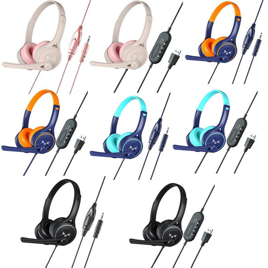 3.5Mm Online Class Headset Blue Orange