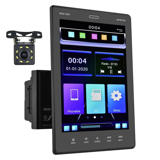 9.5 Inch Vertical Screen Car Mp5 Player - Dual Spindle + 8 Light Camera