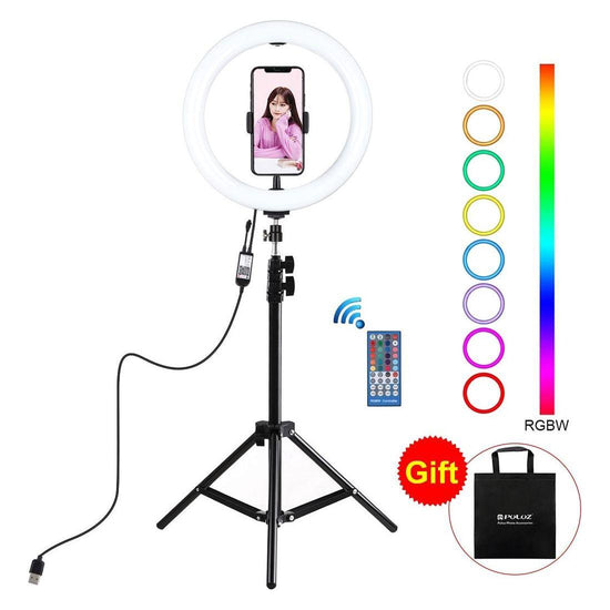 10.2 Rgbw Led Ring Light Kit With 1.1M Tripod Remote Ball Head And Phone Clamp