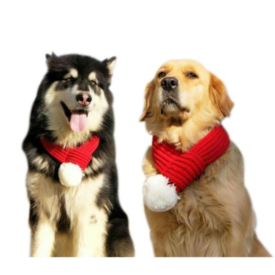 Pet Christmas Wool Scarf Medium & Large Dog Saliva Towel - Size M