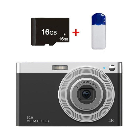 4K 8X Optical Zoom Telescopic Lens Digital Camera With Card Reader & 16G - Black
