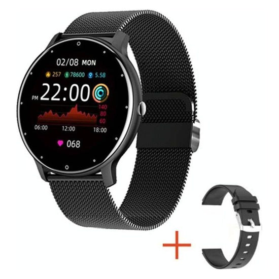 Heart Rate / Blood Oxygen / Blood Pressure Monitoring Bluetooth Smart Calling Watch - Mesh Black