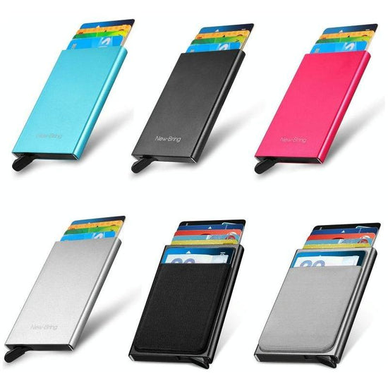 Automatic Pop Up Card Holder Wallet - Gray Metal