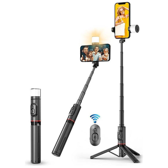 Rotatable Bluetooth Selfie Stick With Fill Light And Remote Control